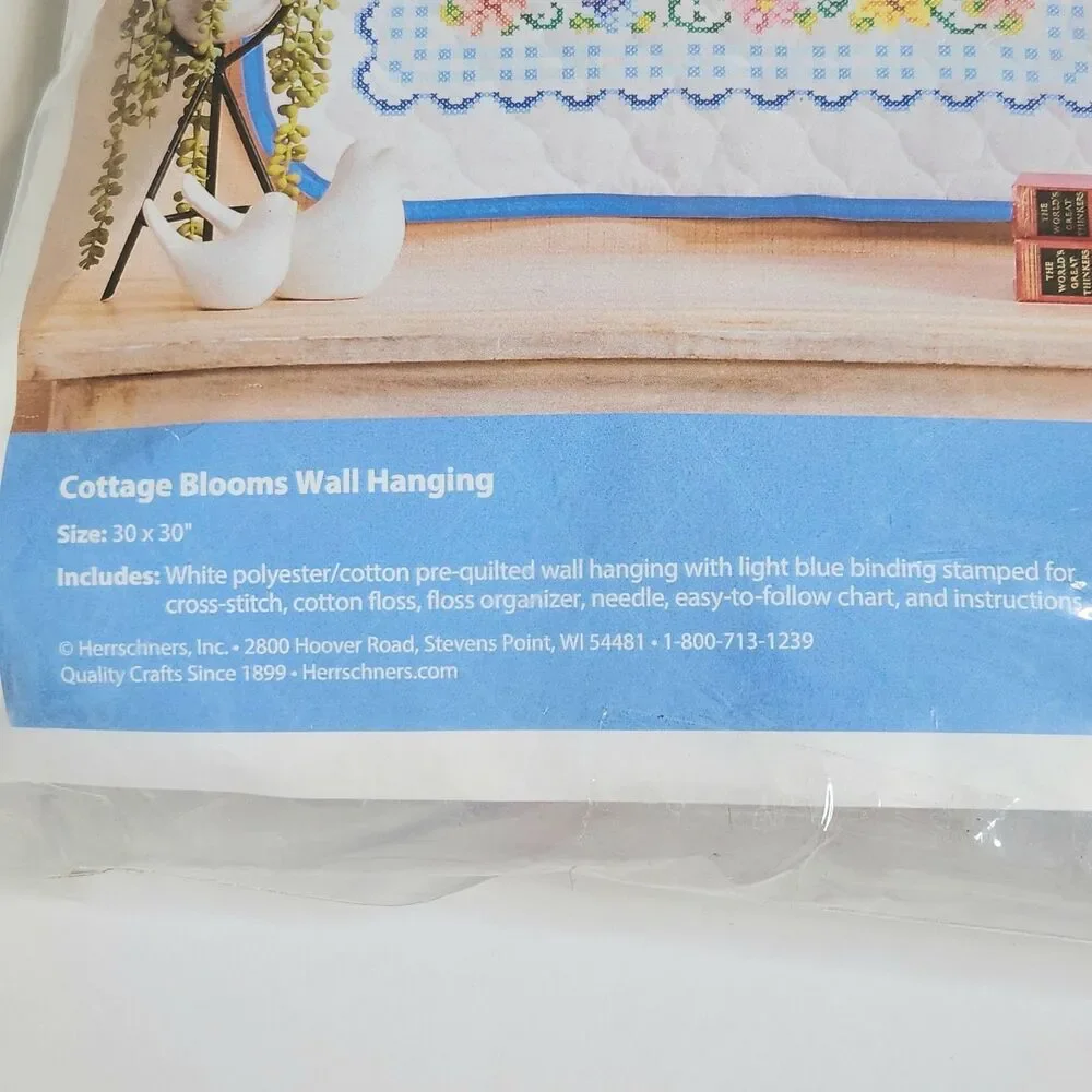 Herrschners® Cottage Blooms Floral Wall Hanging Stamped Cross-Stitch Kit 30 x 30